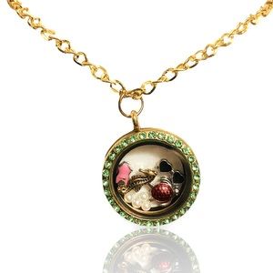 BEACH LIFE boutique charm circle locket pendant necklace + FREE CHARM EXTRAS!